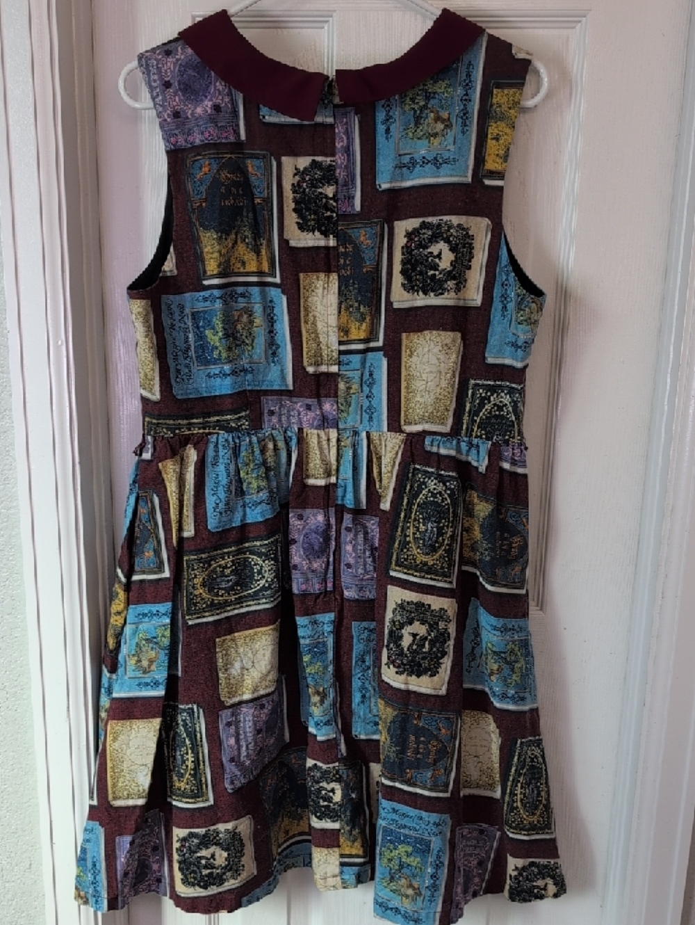 ModCloth Vintage 100% Cotton Burgundy Patchwork Print Dress - Picture 7 of 16